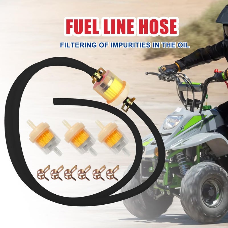 HOOUP Dirt Bike Gas Fuel Line Hose Fuel Filter for 50cc 110cc 125cc TaoTao Coolster Apollo GY6 Motorcycle Pit Bike Motocross Pocket Bike Chinese Atv Four Wheeler Moped Scooter Quad Go Kart Parts Black - Image 2